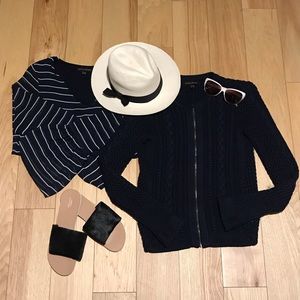 Banana Republic Navy Cable Knit Cardigan Jacket